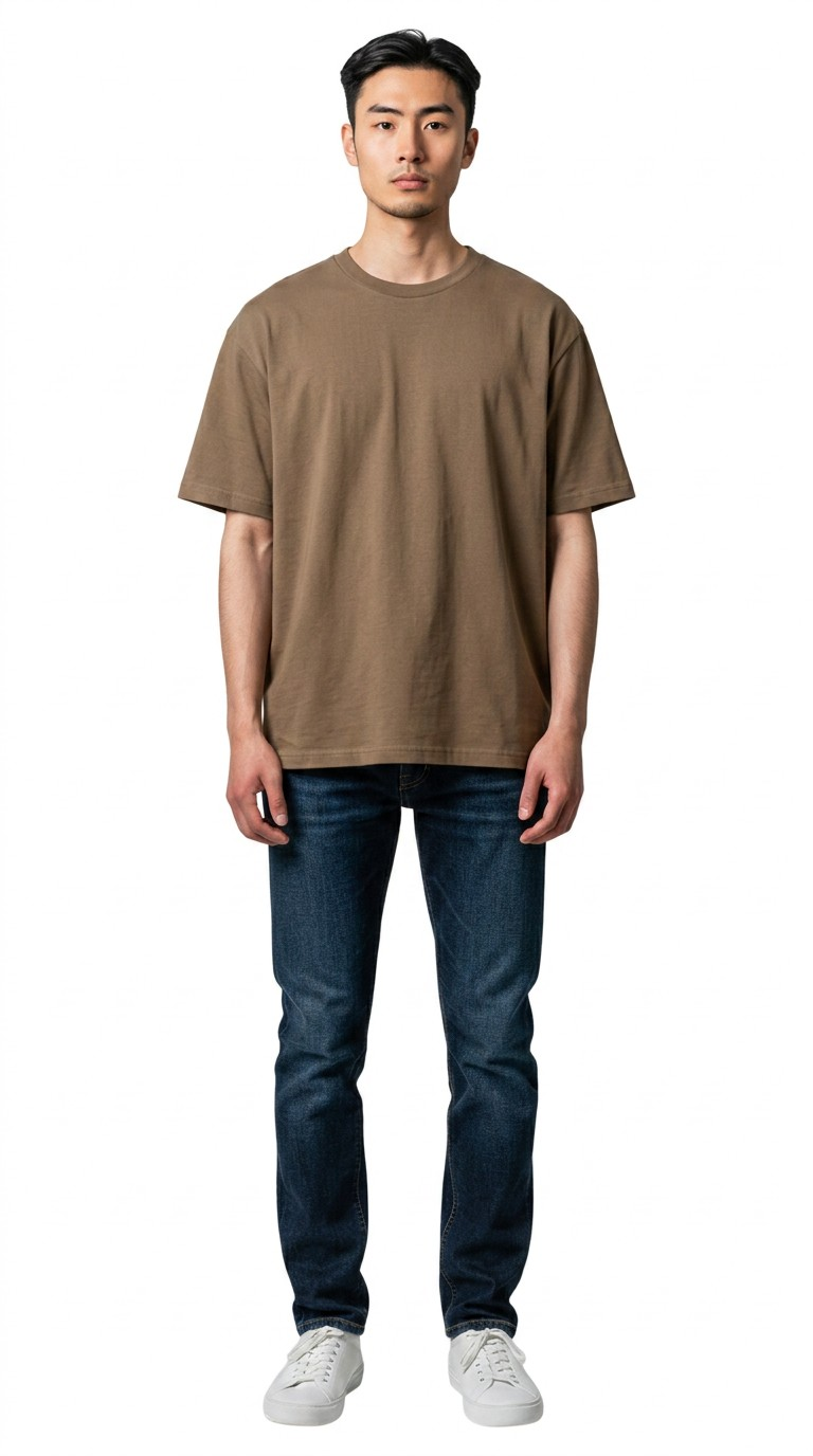 Oversized 220 GSM Brown Cotton T-Shirt