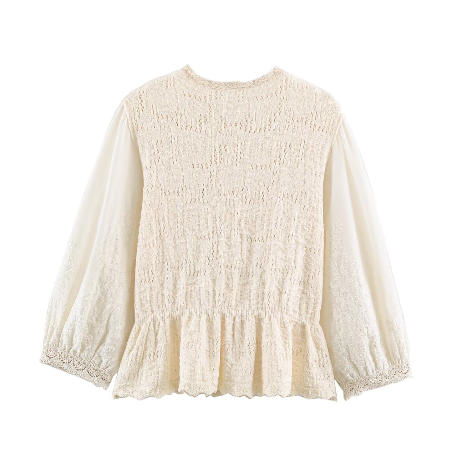 French minimalist style romantic patchwork knitted jacket