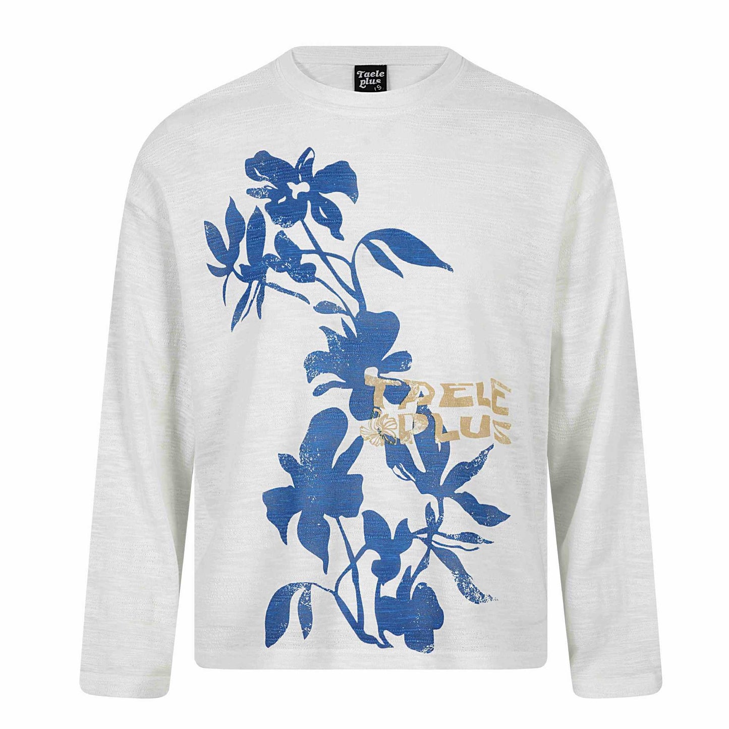 Round Neck Plant Silhouette Printed Lightweight Long Sleeve T-Shirt for Men