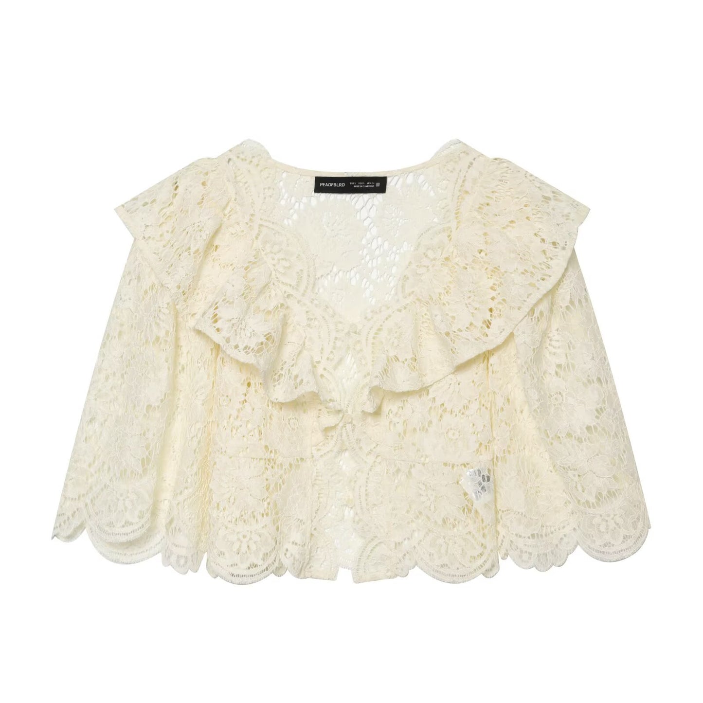 Sweet and fresh ruffled lace patchwork top