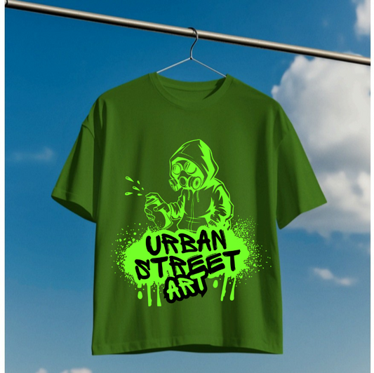 Indievs "Neon Rebel" Oversized T-Shirt - 220 GSM Heavyweight Cotton - Olive Green