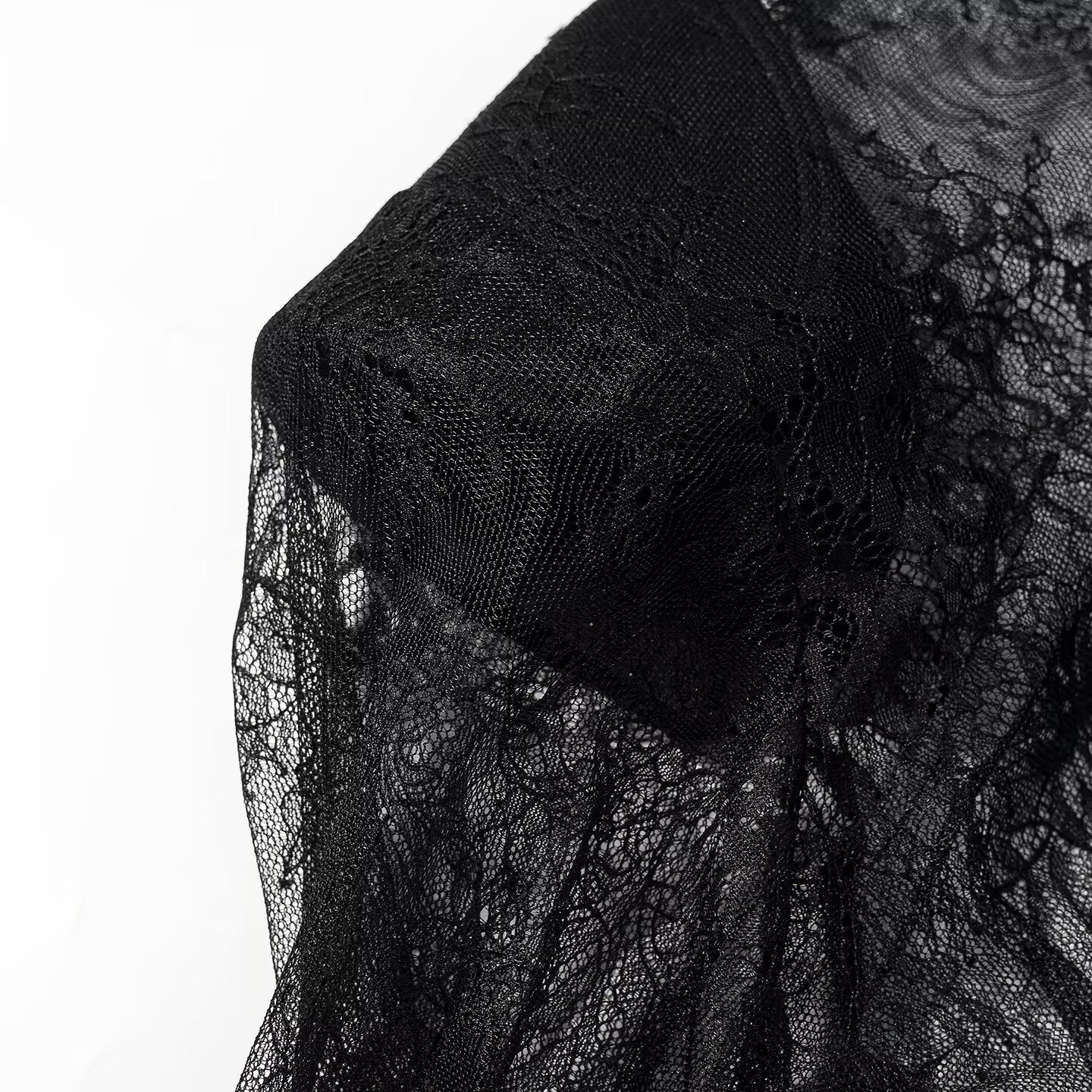 Pure Desire Style Lace Splicing Hollow Perspective Top