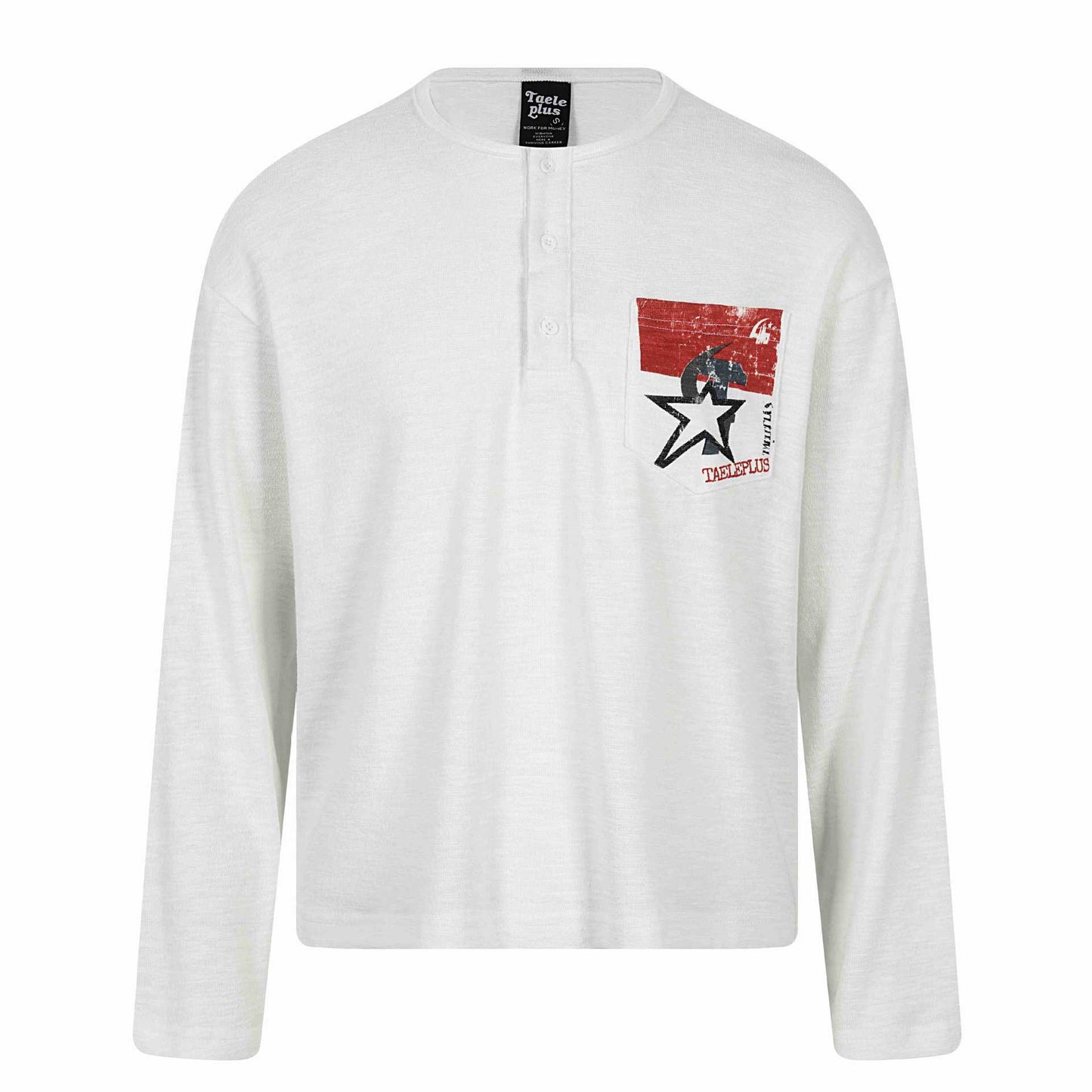 Flag Print  Long Sleeve Henley Neck Regular Fit  T-Shirt