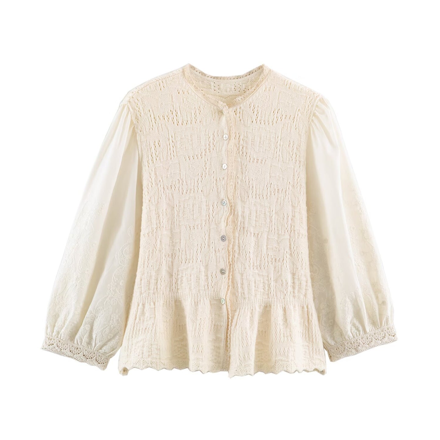 French minimalist style romantic patchwork knitted jacket