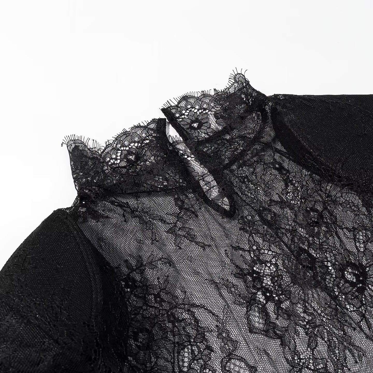 Pure Desire Style Lace Splicing Hollow Perspective Top