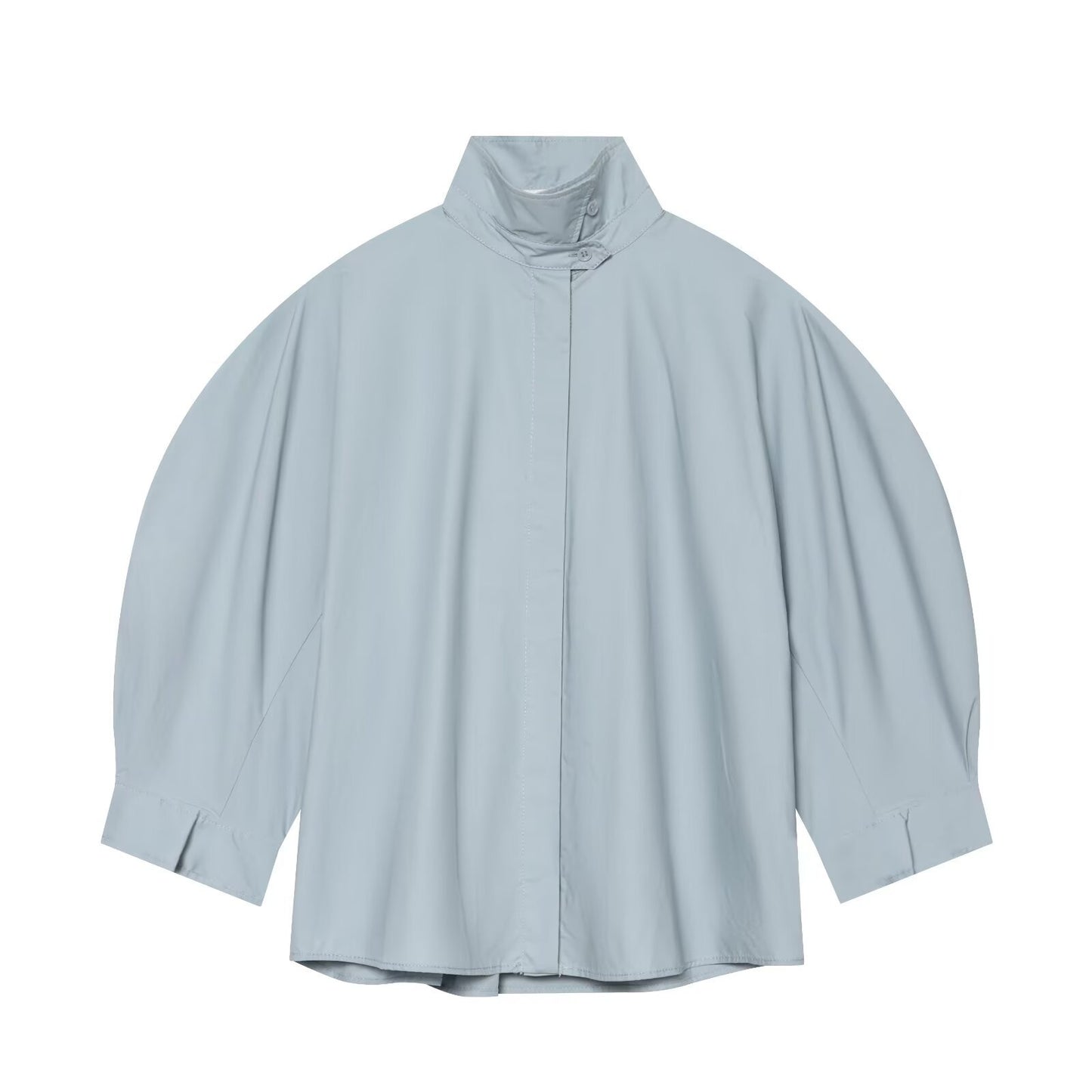Casual bubble sleeve stand up collar shirt