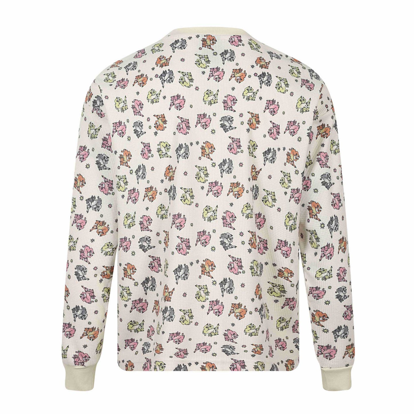 All-over Print Double-Headed Devil Sheep Star Pattern Round Neck Long Sleeve T-Shirt