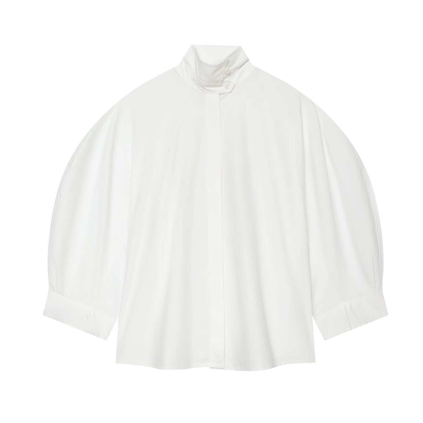 Casual bubble sleeve stand up collar shirt