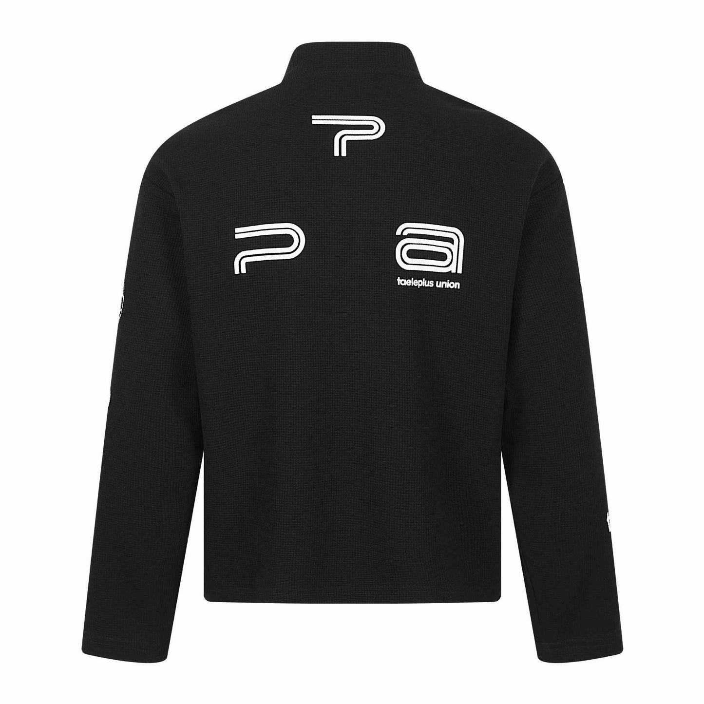 Half-High Neck Zipper Casual Printed Waffle Knit Long Sleeve T-Shirt