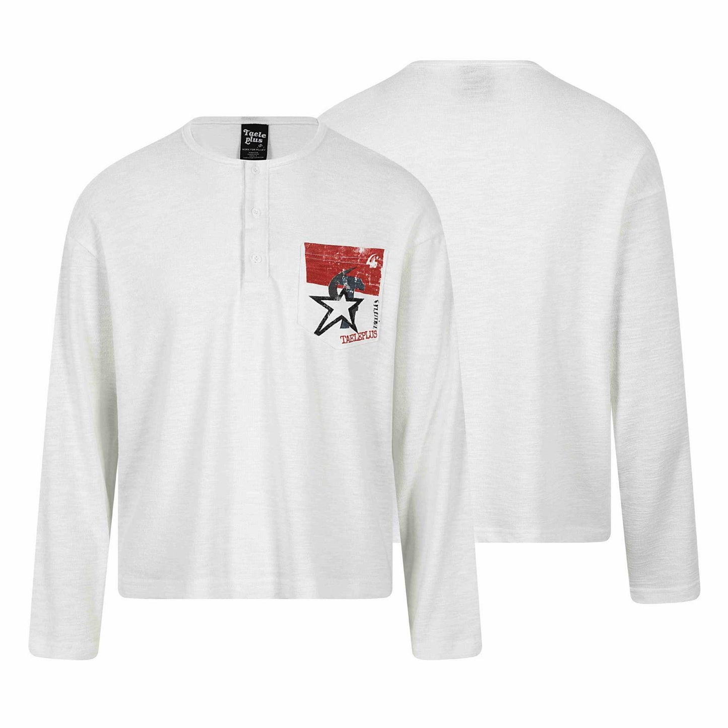 Flag Print  Long Sleeve Henley Neck Regular Fit  T-Shirt