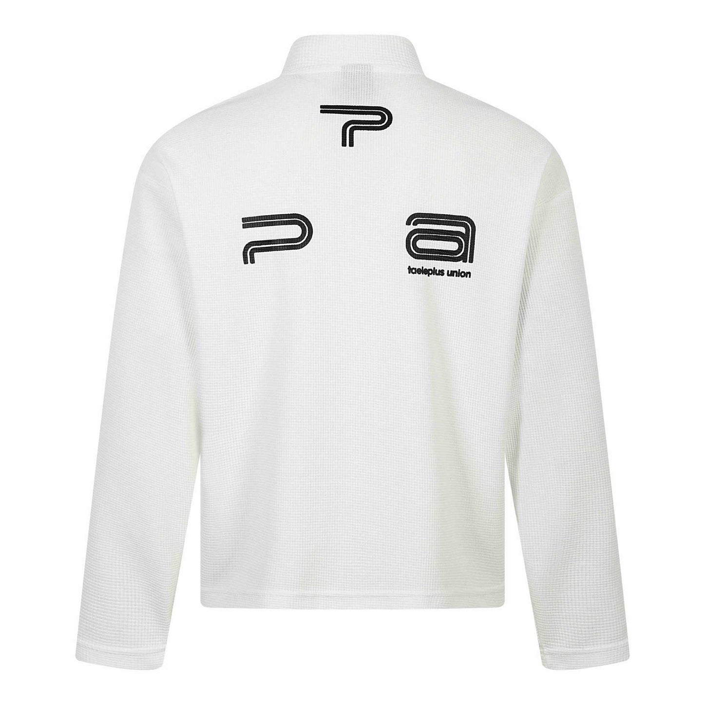 Half-High Neck Zipper Casual Printed Waffle Knit Long Sleeve T-Shirt