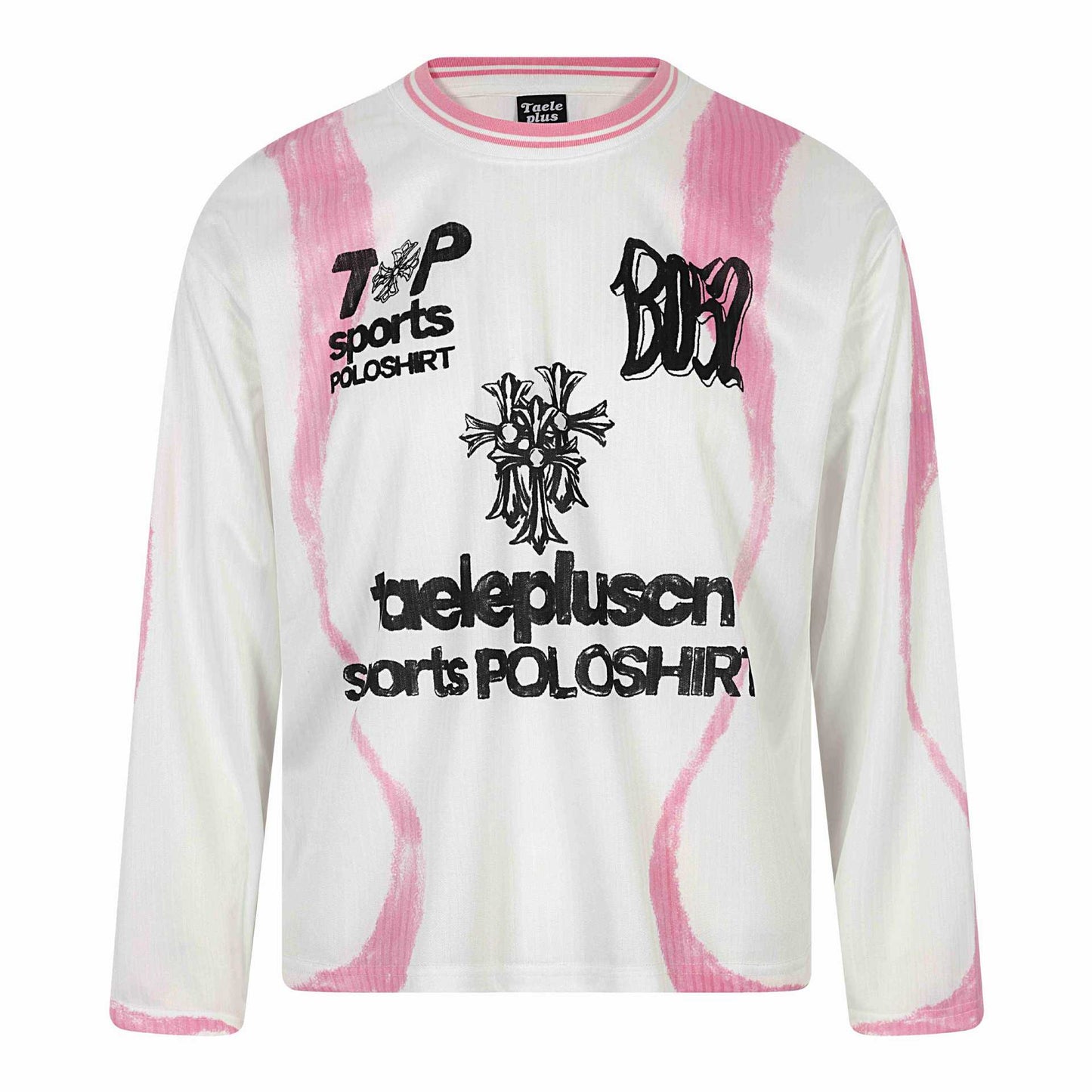 Graffiti Print Casual Loose Fit Long Sleeve Round Neck T-Shirt for Men