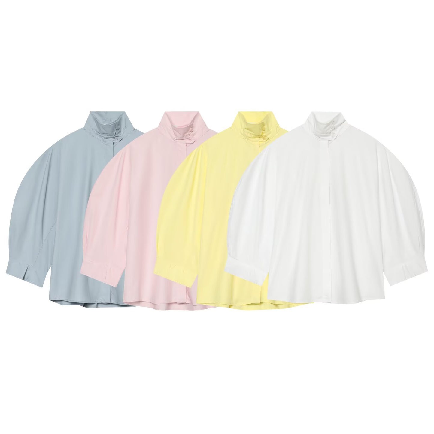 Casual bubble sleeve stand up collar shirt