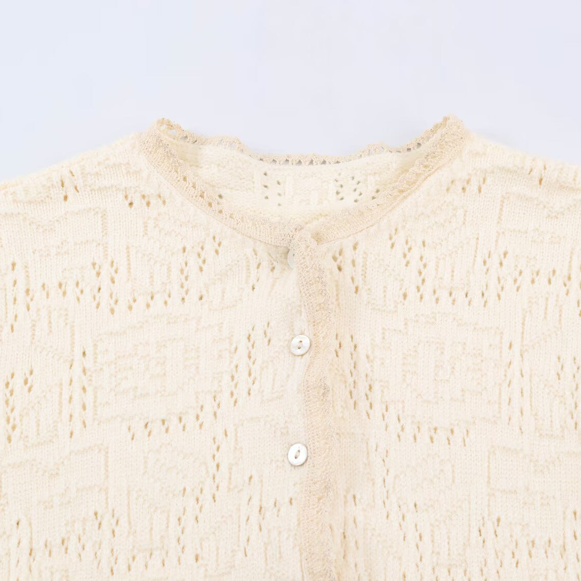 French minimalist style romantic patchwork knitted jacket