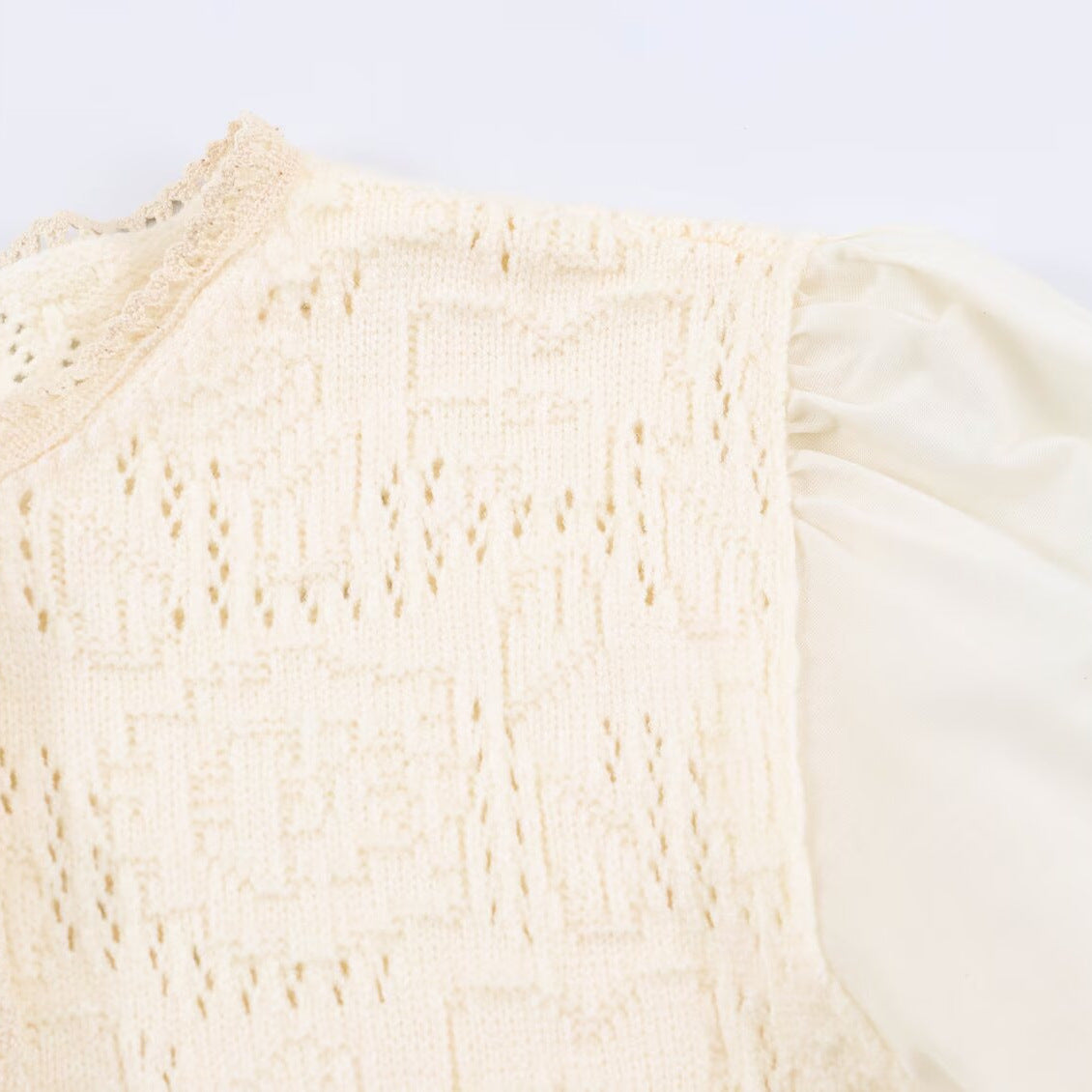 French minimalist style romantic patchwork knitted jacket
