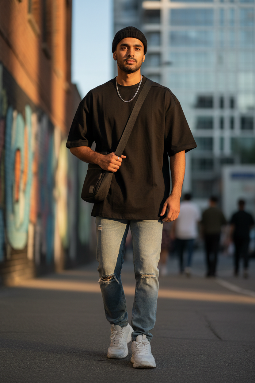 Indievs Vento | Oversized Unisex T-Shirt - Black