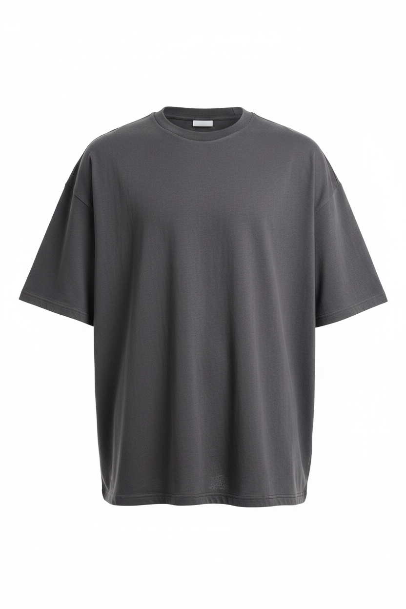 Oversized 240 GSM Smokey Grey French Terry 100% Cotton T-shirt