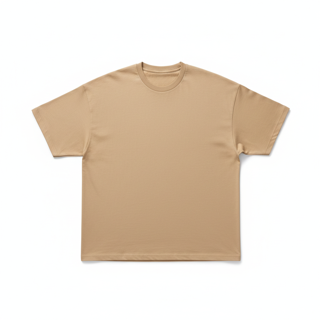 Oversized 220 GSM Beige Cotton T-Shirt