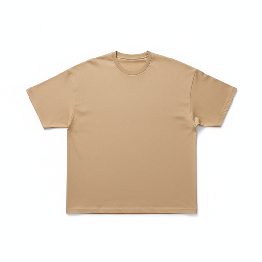 Oversized 220 GSM Beige Cotton T-Shirt