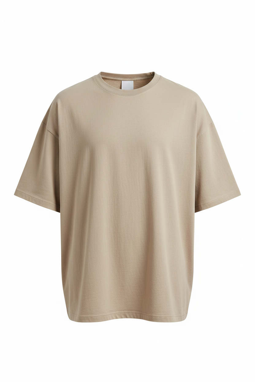 Oversized 220 GSM Beige Cotton T-Shirt