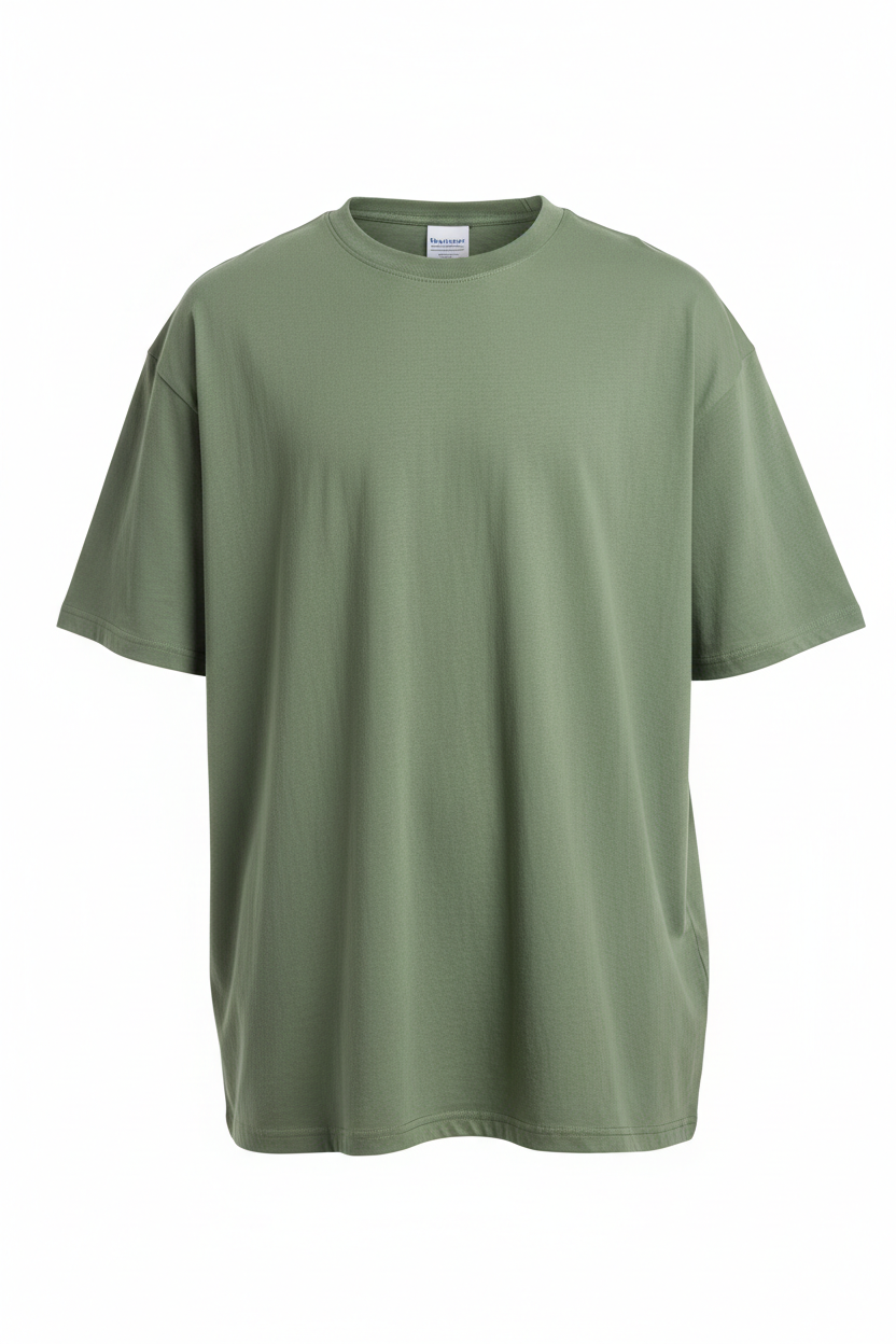 Oversized 220 GSM Avocado Green Cotton T-Shirt