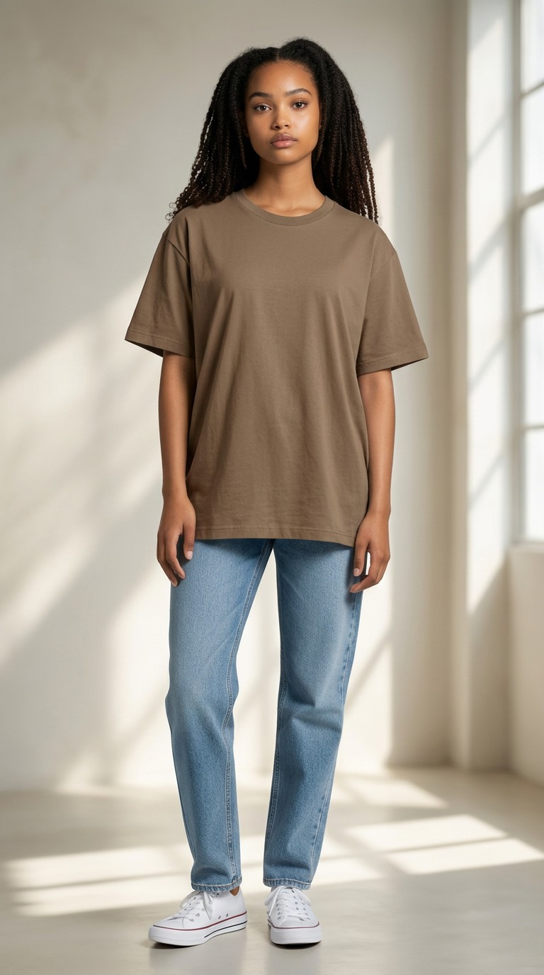 Oversized 220 GSM Brown Cotton T-Shirt