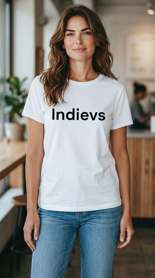 Oversized 220 GSM White Cotton T-Shirt - INDIEVS Print